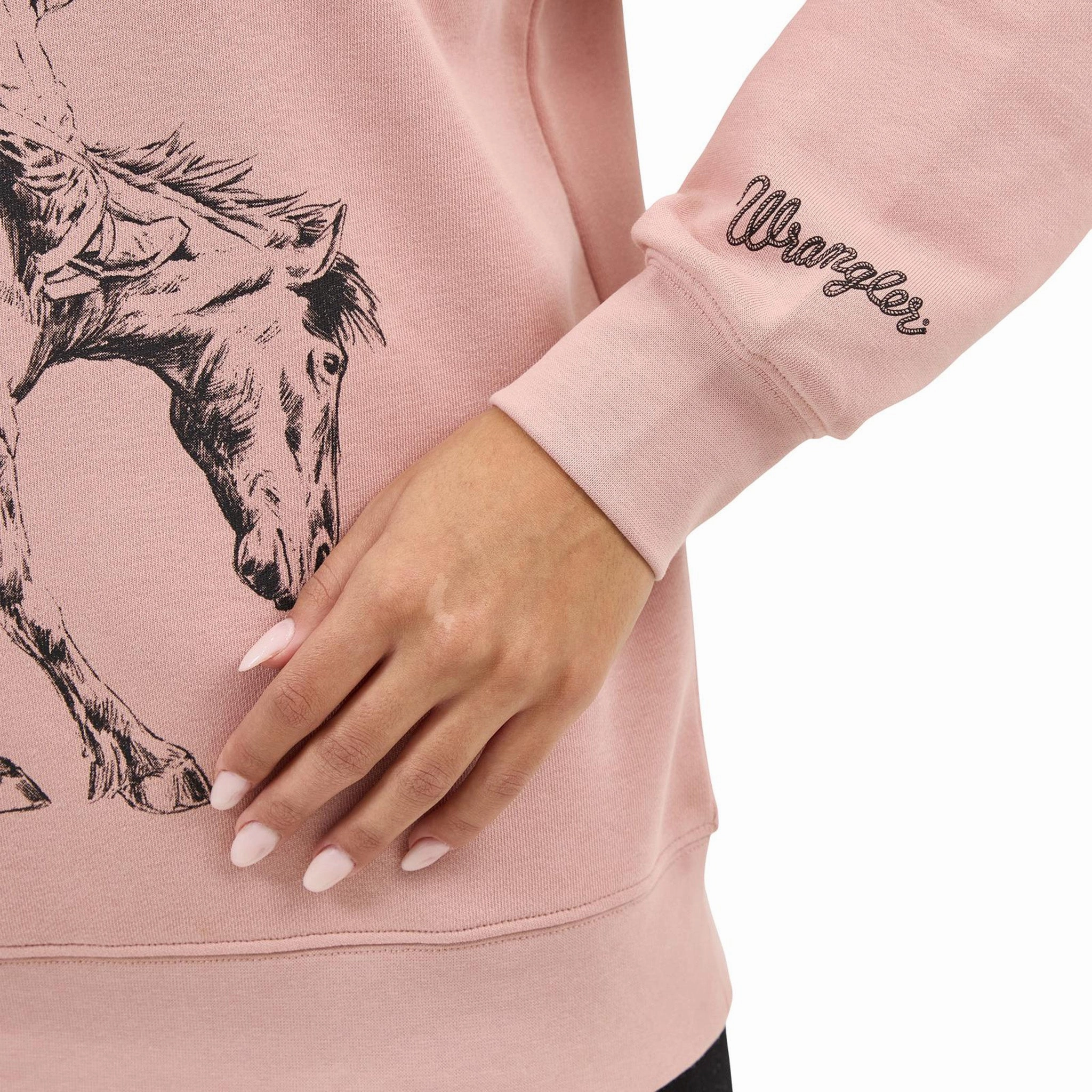 Reinforced Elbow Padding AntiStatic Lining Wrangler Misty Rose Bronc Crewneck Sweatshirt