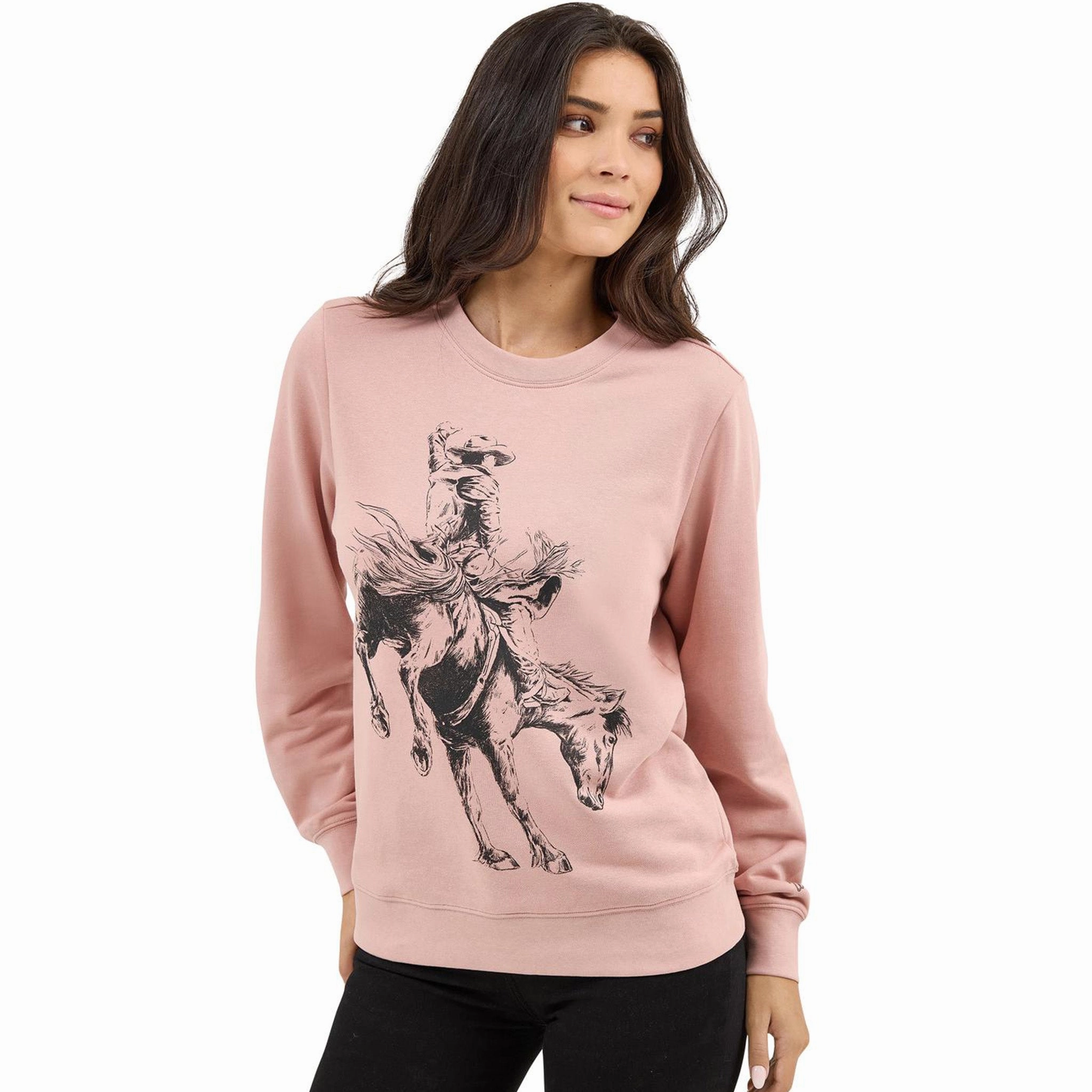 Wrangler Misty Rose Bronc Crewneck Sweatshirt Comfortable Feel