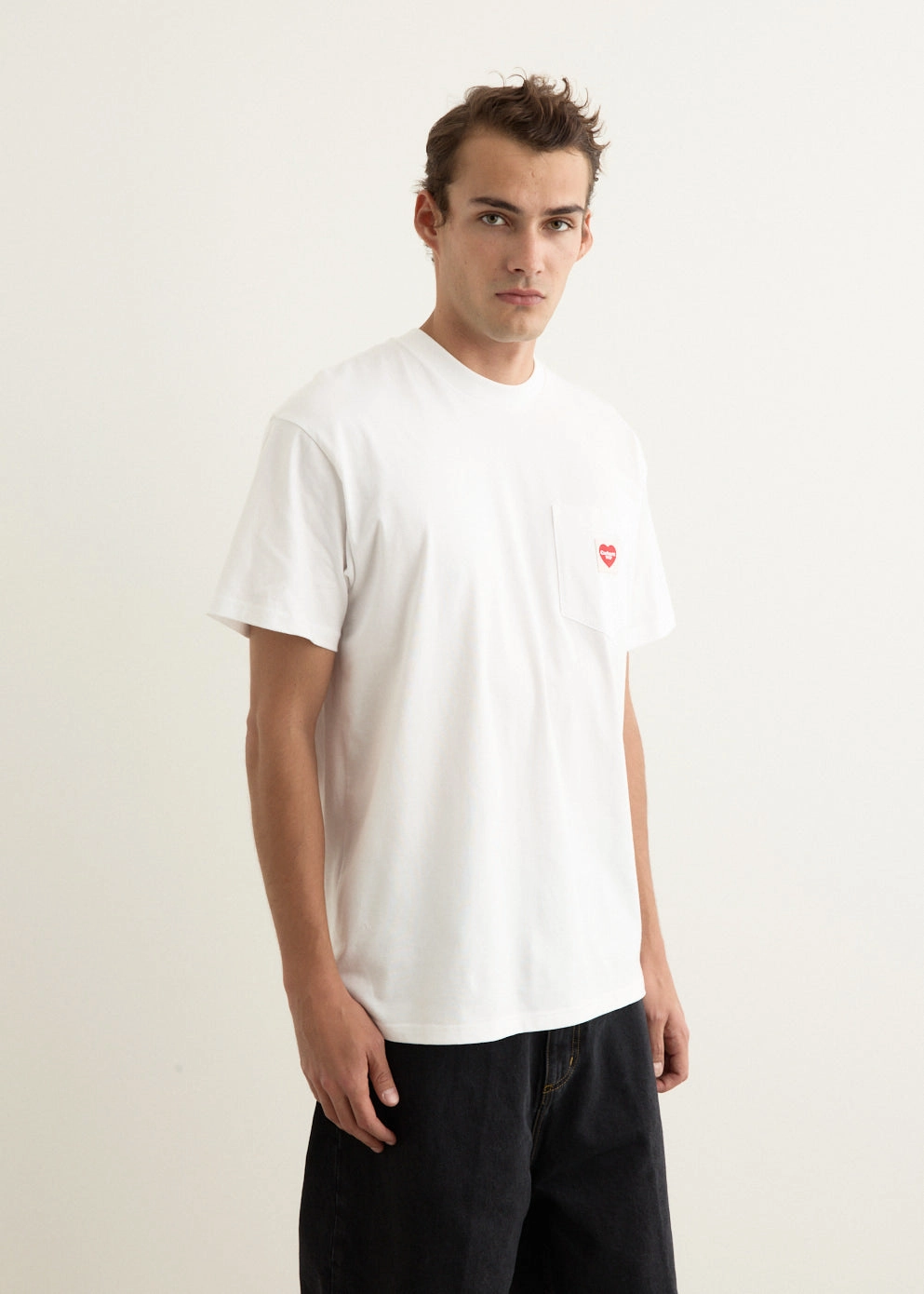 S/S Pocket Heart T-Shirt FlexibleCollarOptions Layering Comfort Wear