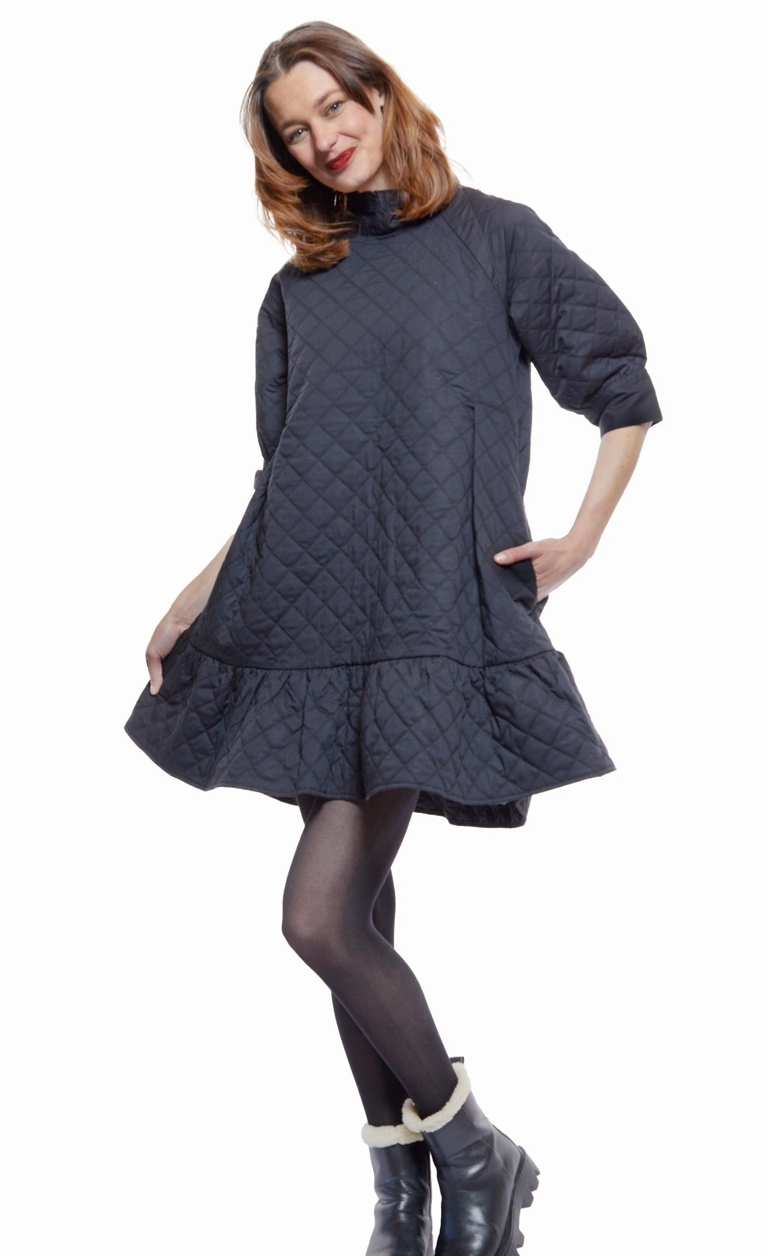 Semi Fit St. Tropez Softly Quilted Black Poplin Dress