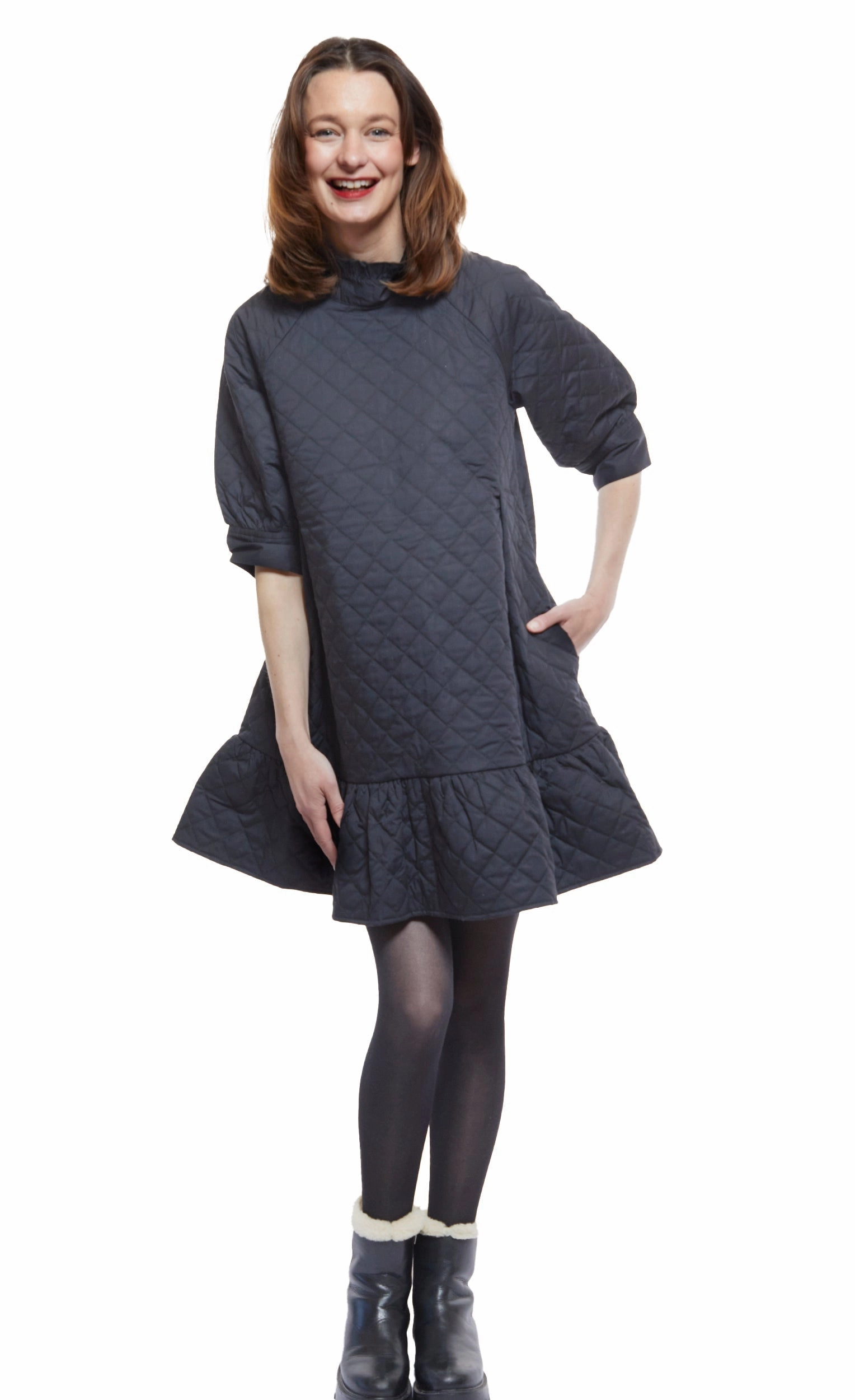 Family Glow St. Tropez Softly Quilted Black Poplin Dress