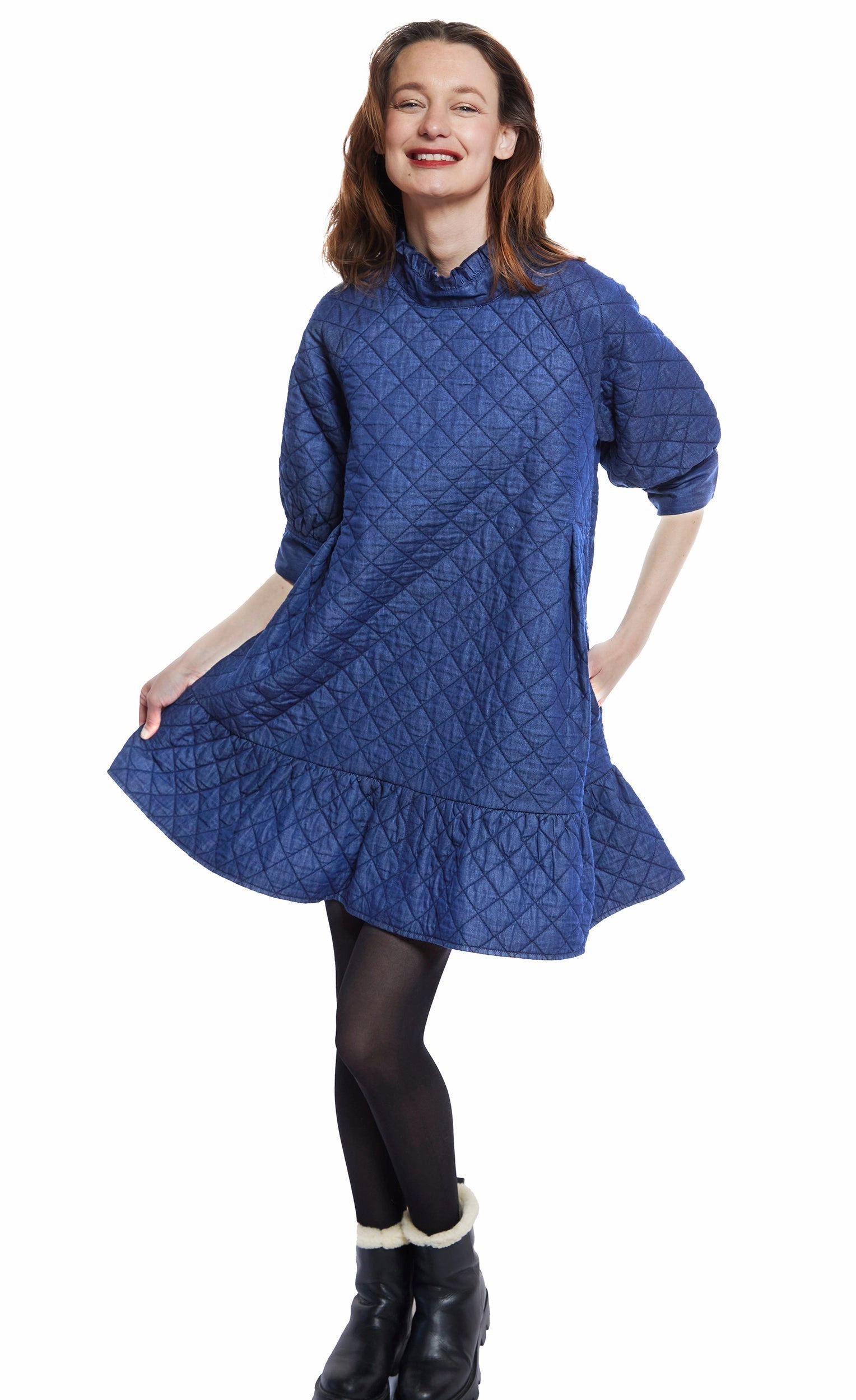 Draped Layer Timeless-Classic St. Tropez Softly Quilted Denim Dress