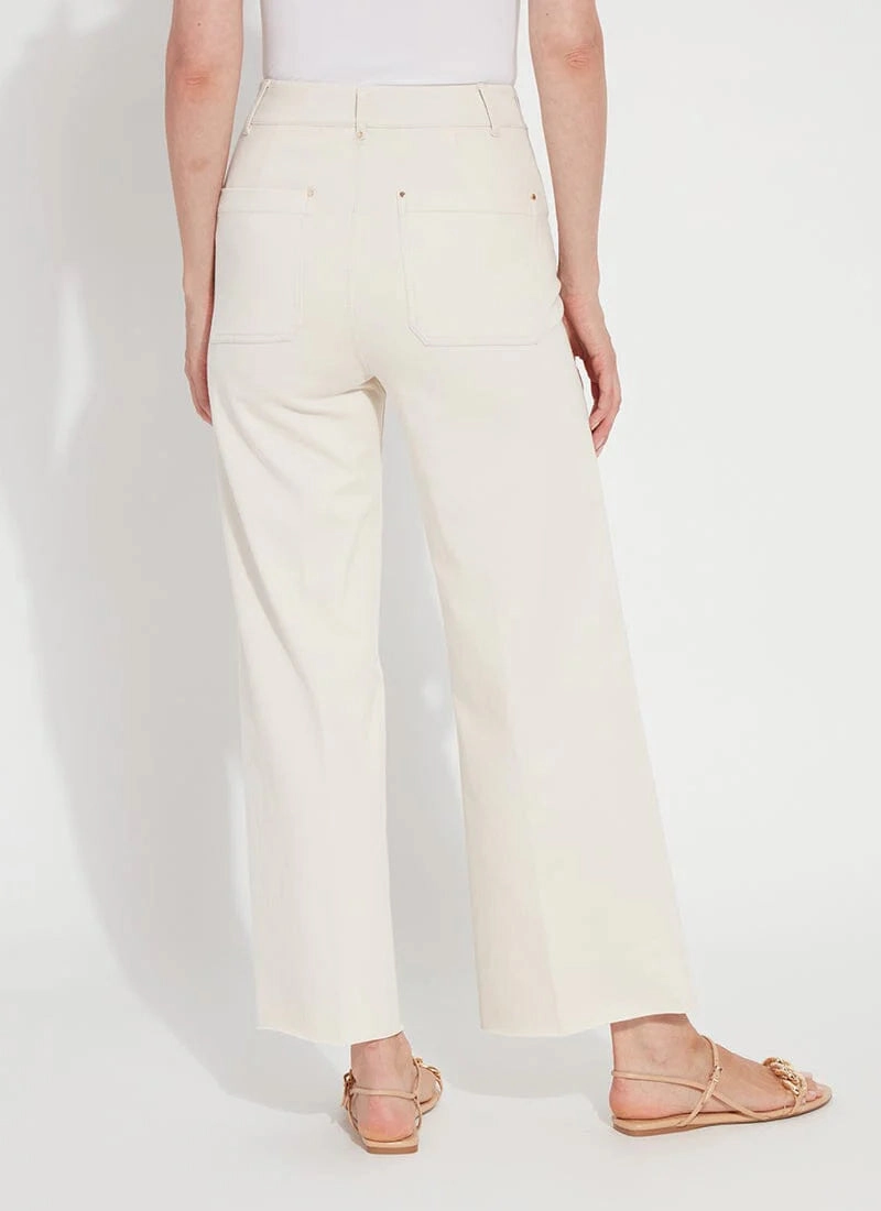 Erin High Waist Wide Leg Denim Pants - Oat Moisture Lock Technology Durable Utility