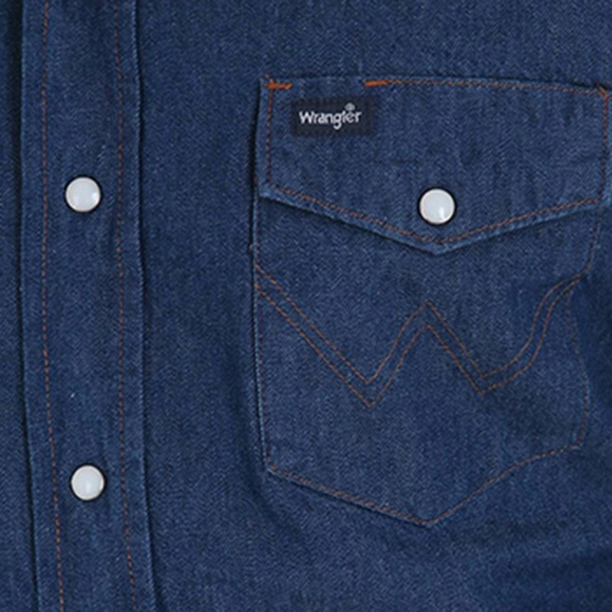 Fashionable Pick Classic Style Wrangler Men's Dark Denim Work Shirt