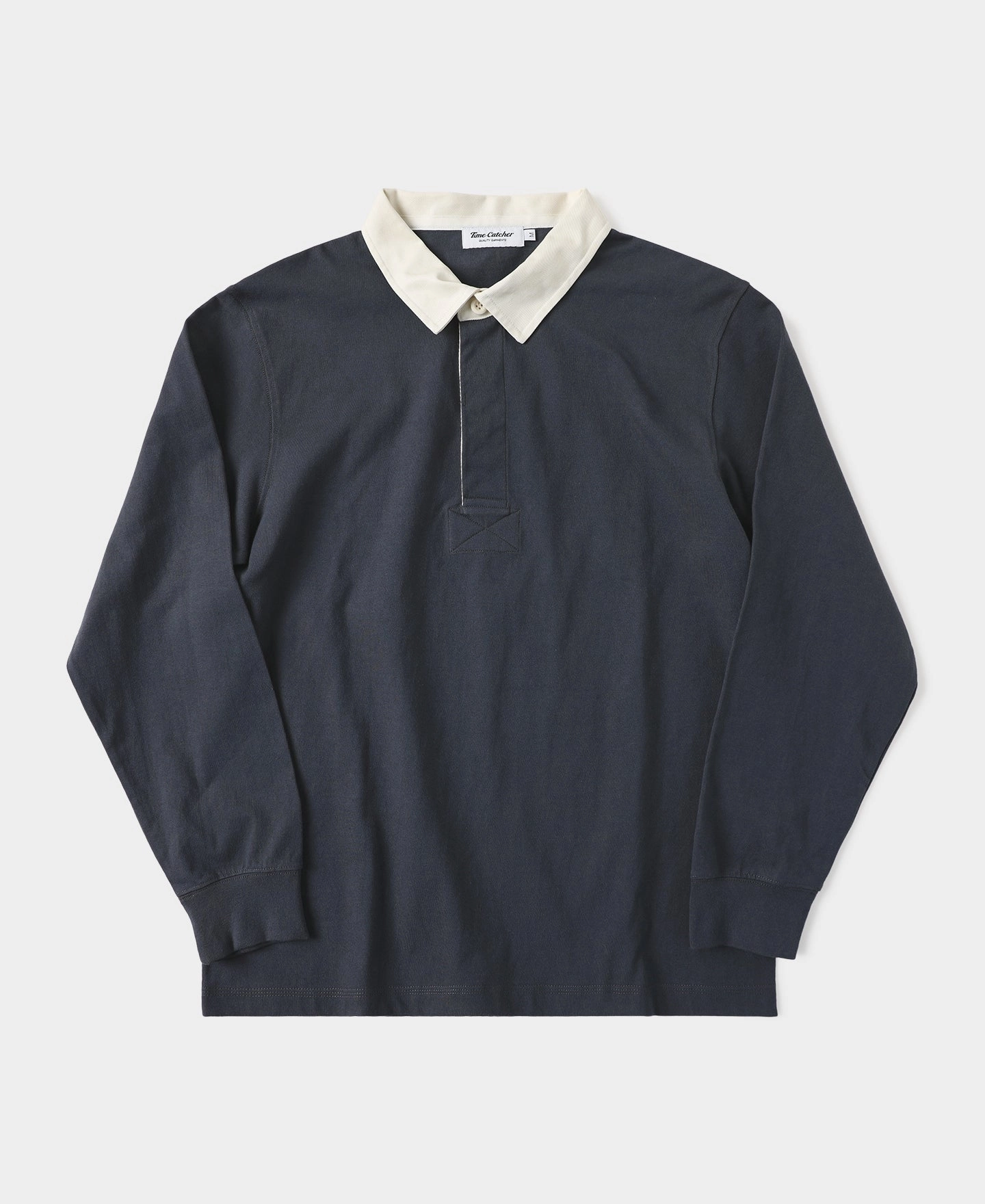 Refined Look Classic Fit Jersey Tubular Rugby Shirt - Blue Gray