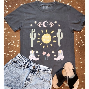 UV Protective Layer Wrinkle Resistant Finish Stay Wild Western Tee