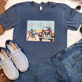 Soft touch finish Breathable Cotton Steer Wrestler Truck Tee