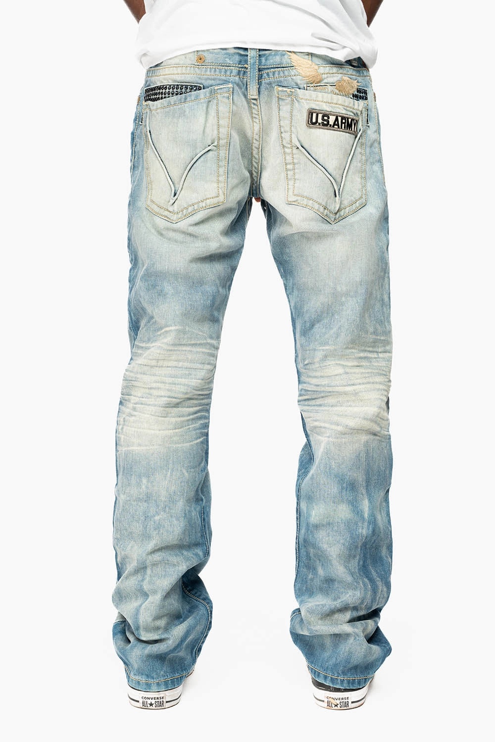 STRAIGHT CUT JEANS LIMITED EDITION IN AQUARAMA WASH EMBELLISHED WITH  CRYSTALS AND ROBINS WING EMBROIDERY Sunny Vibes Teen Outfit Summer Vibes