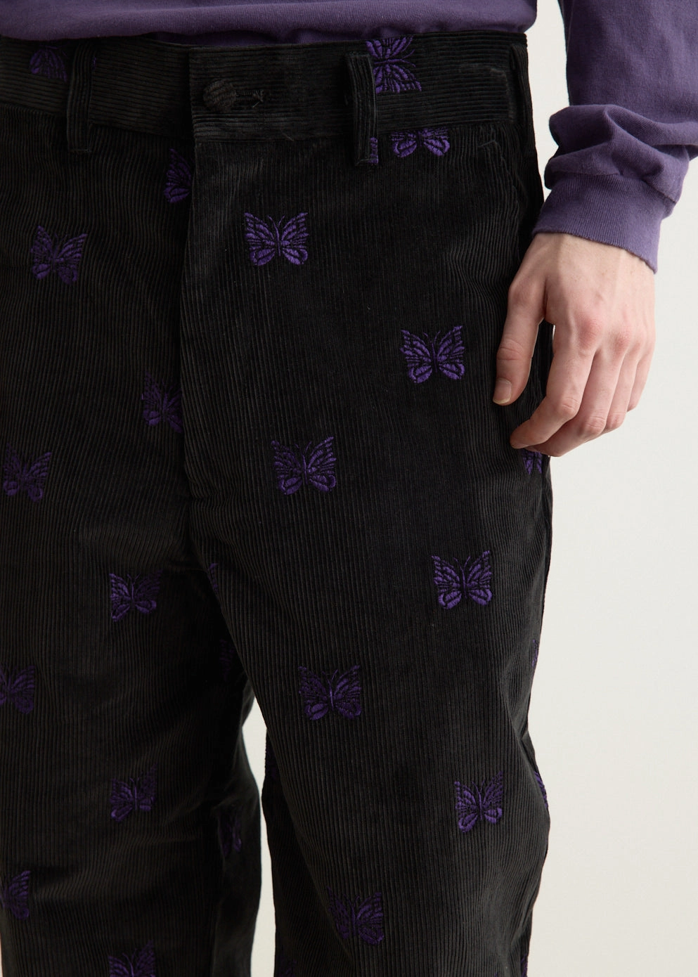 Flexible Comfort Wear TaperedLeg Straight Trouser - Papillon Emb. Corduroy