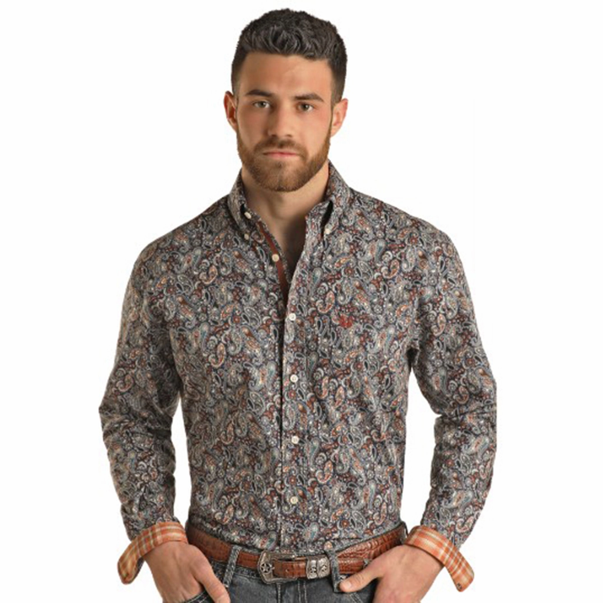 Panhandle Slim Men's Paisley Shirt Durable Button Closures On-The-Go Style