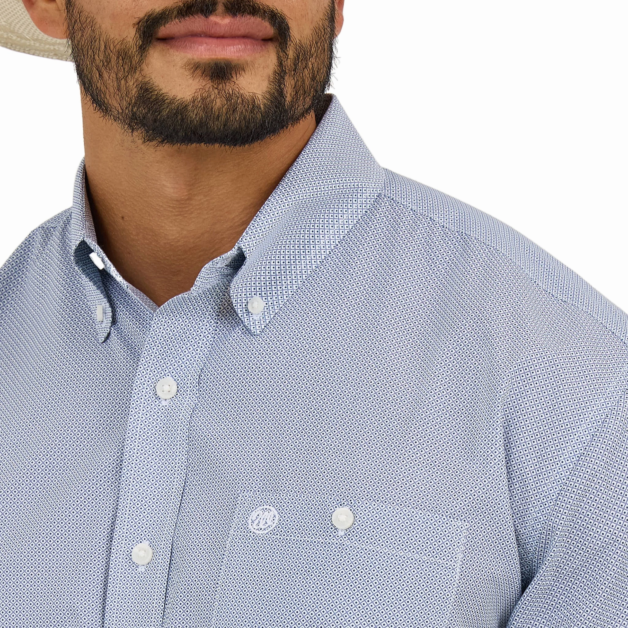 Wrangler Men's Mini Dot Plaid Short Sleeve Shirt Lightweight Comfort Vintage Style