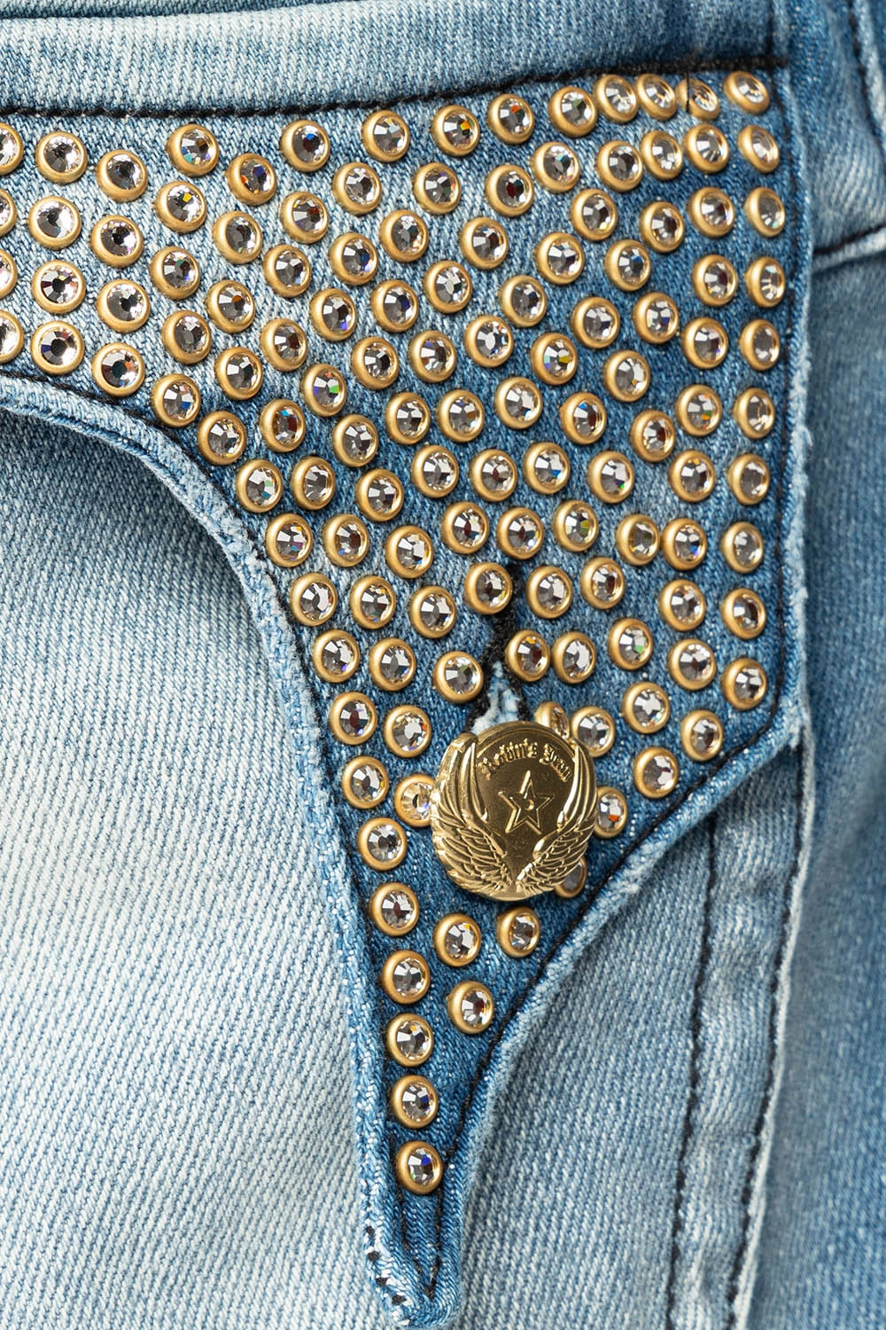 KILLER FLAP MENS STRAIGHT LEG JEAN IN  BLUE OMAHA MED  FULLY EMBELLISHED WITH CLEAR CRYSTALS Casual Wear Neat And Easy