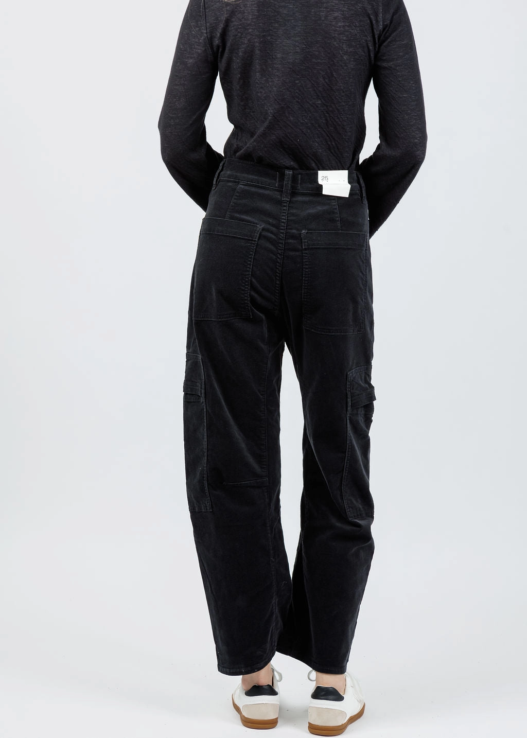 Marcelle Low Slung Easy Cargo Corduroy - Charcoal Breathable Comfort Fit Slim Look Fit