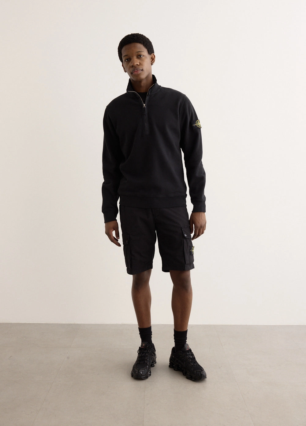 Regular Fit Organic Cotton Badge Half Zip Sweatshirt Anti Static Treatment Chilly Wardrobe