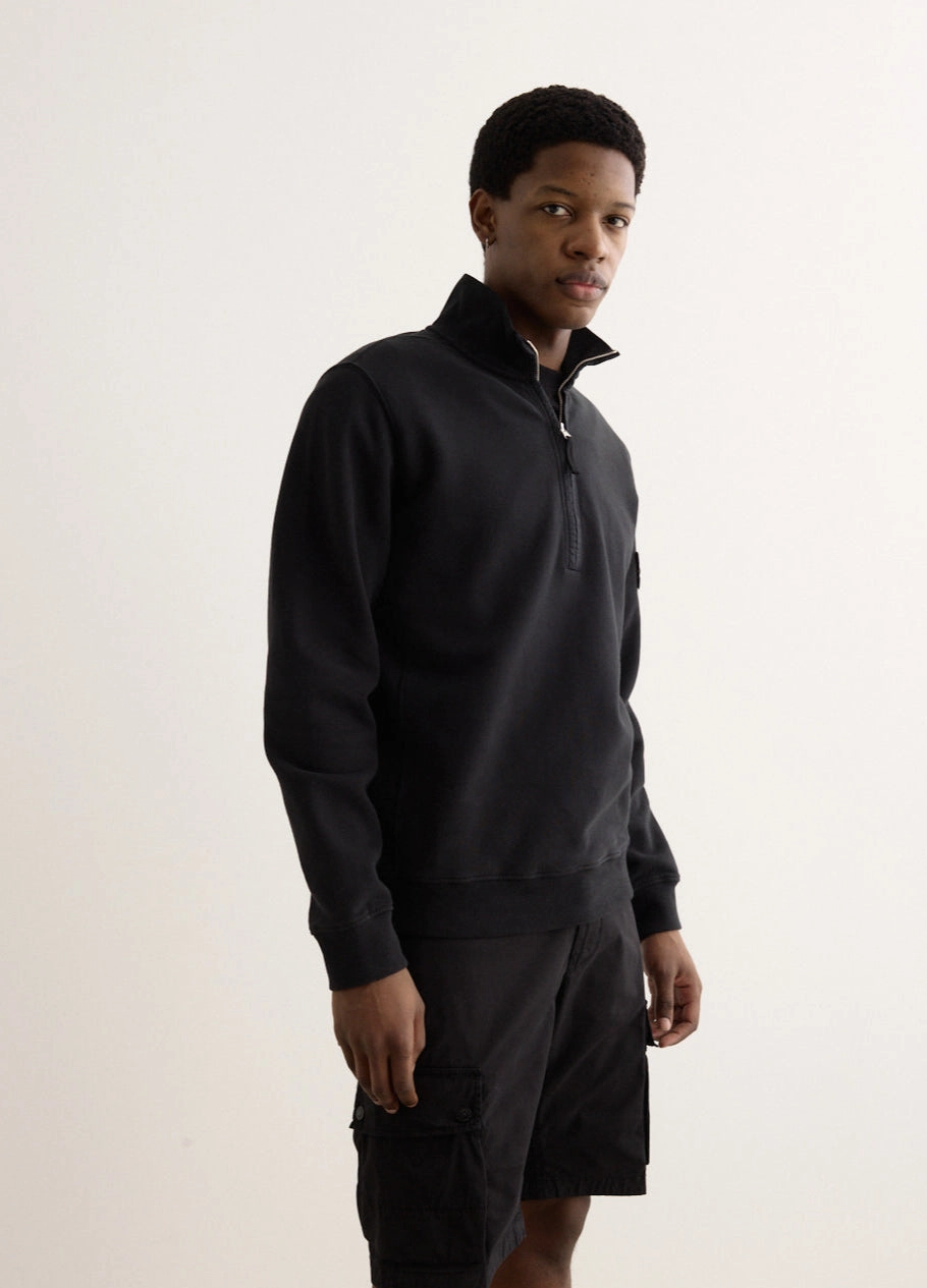 Versatile Styling Knit Layering Regular Fit Organic Cotton Badge Half Zip Sweatshirt