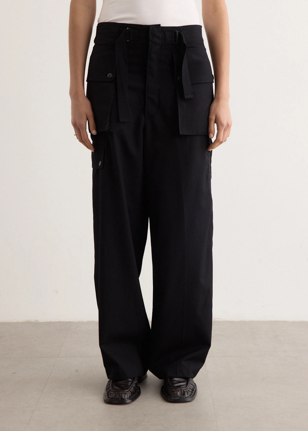 Wool Herringbone Cargo Pants Friction Resistant Fabric