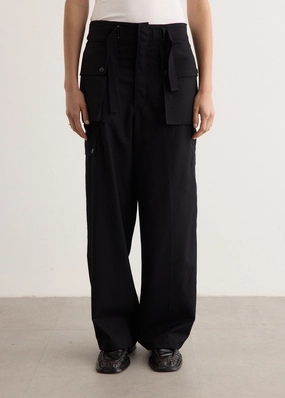 Wool Herringbone Cargo Pants Friction Resistant Fabric