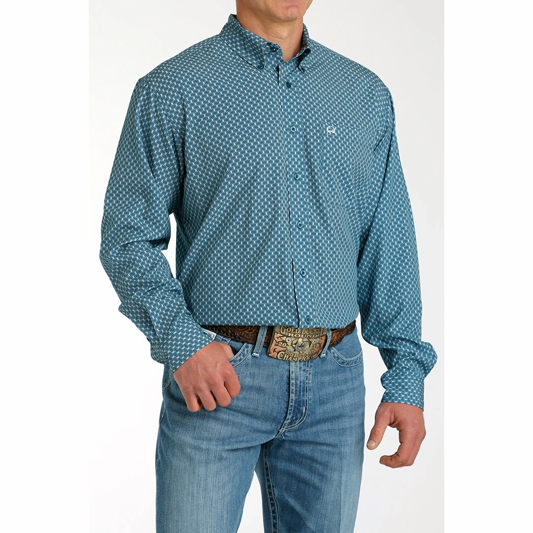 Soft Collar Design Cinch Men's ArenaFlex Teal Long Sleeve