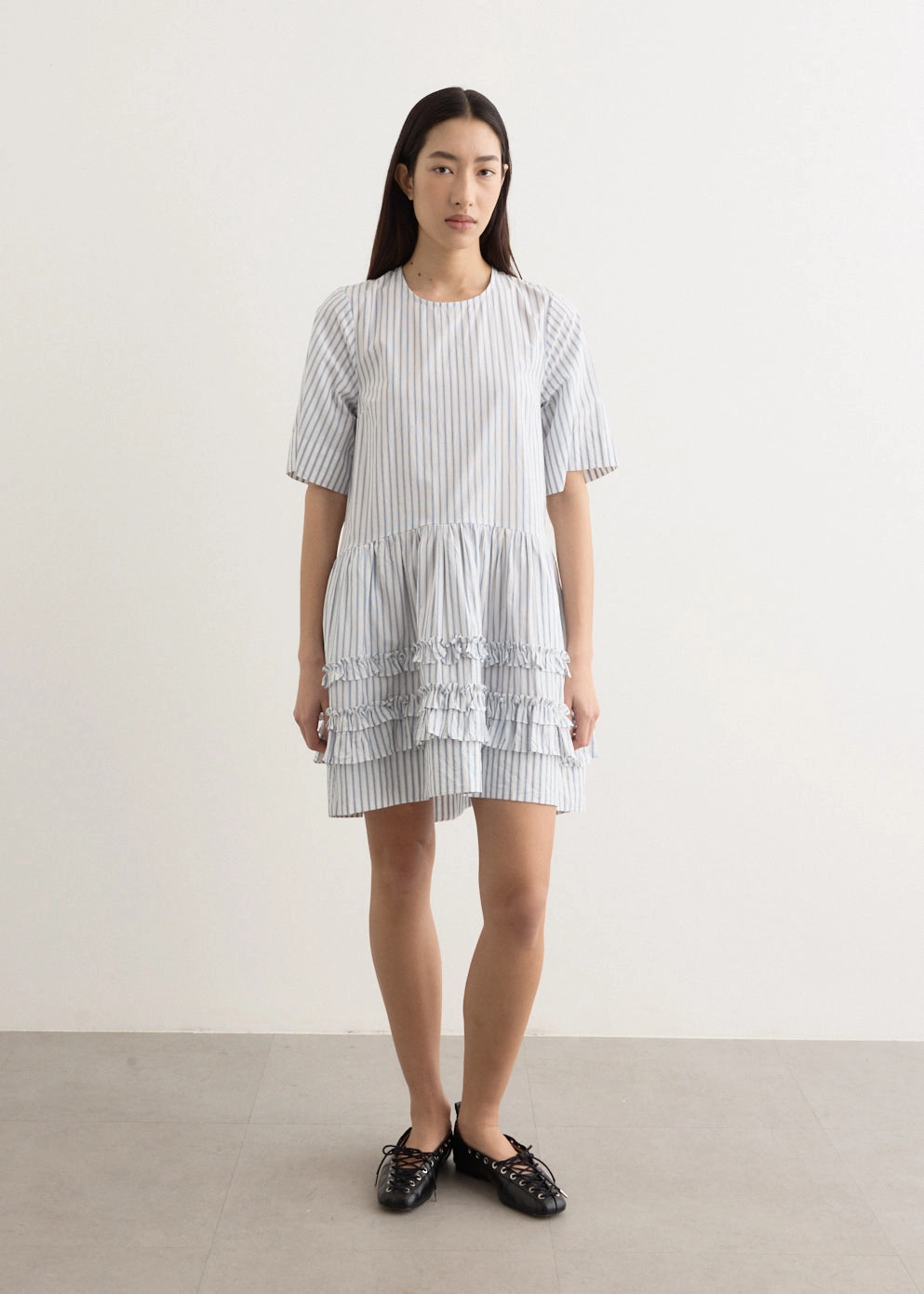 Family Glow Stripe Cotton Mini Dress