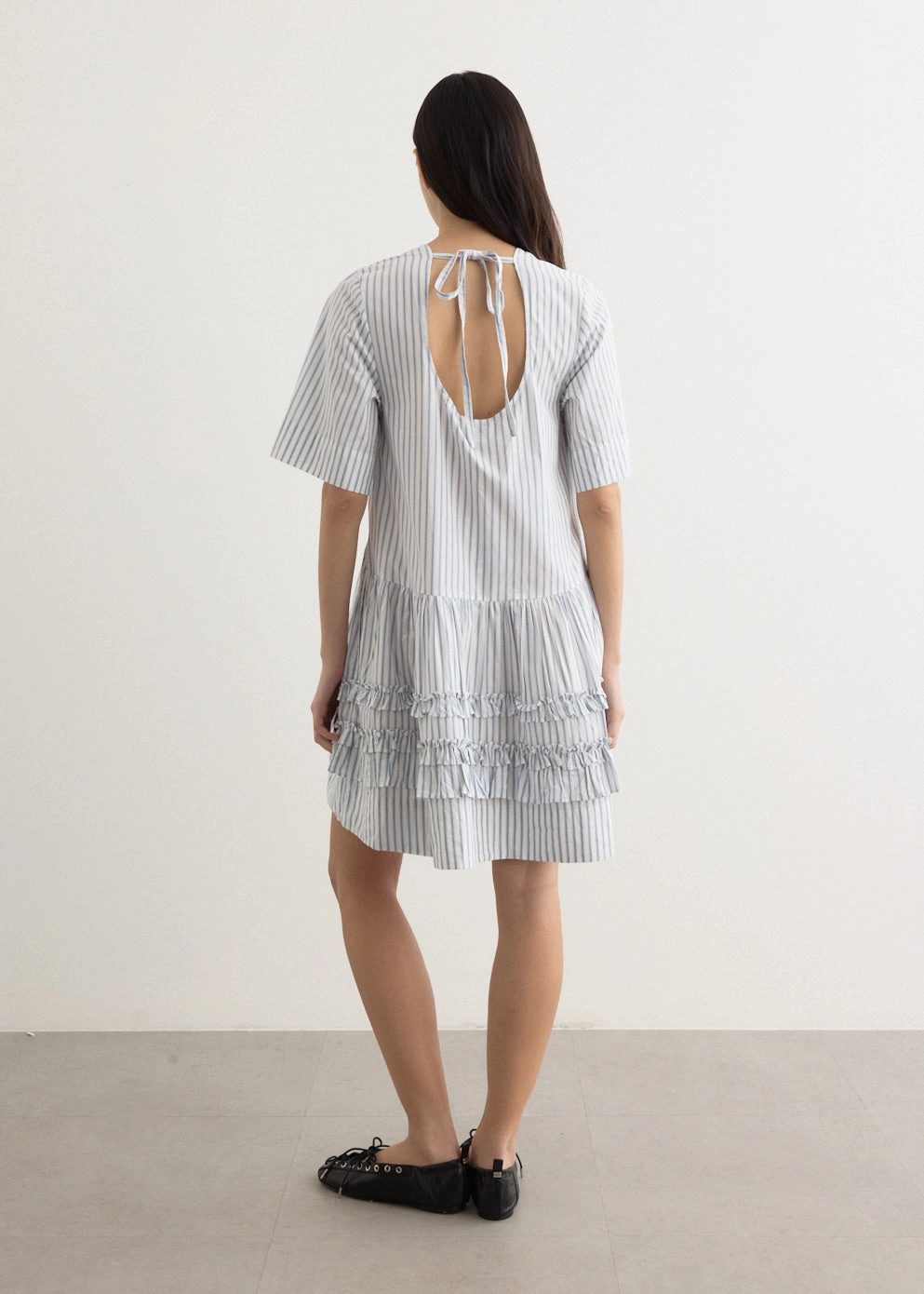 Stripe Cotton Mini Dress Natural Feel