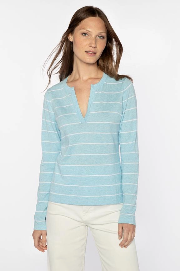 Sustainable Yarn Street Style Stripe Splitneck Crew