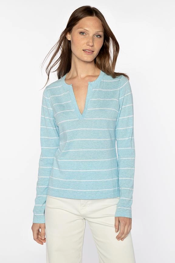 Seasonal Wear Stripe Splitneck Crew