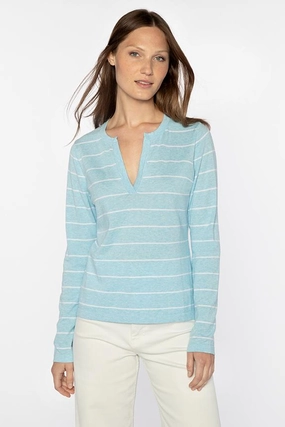 Sustainable Yarn Street Style Stripe Splitneck Crew