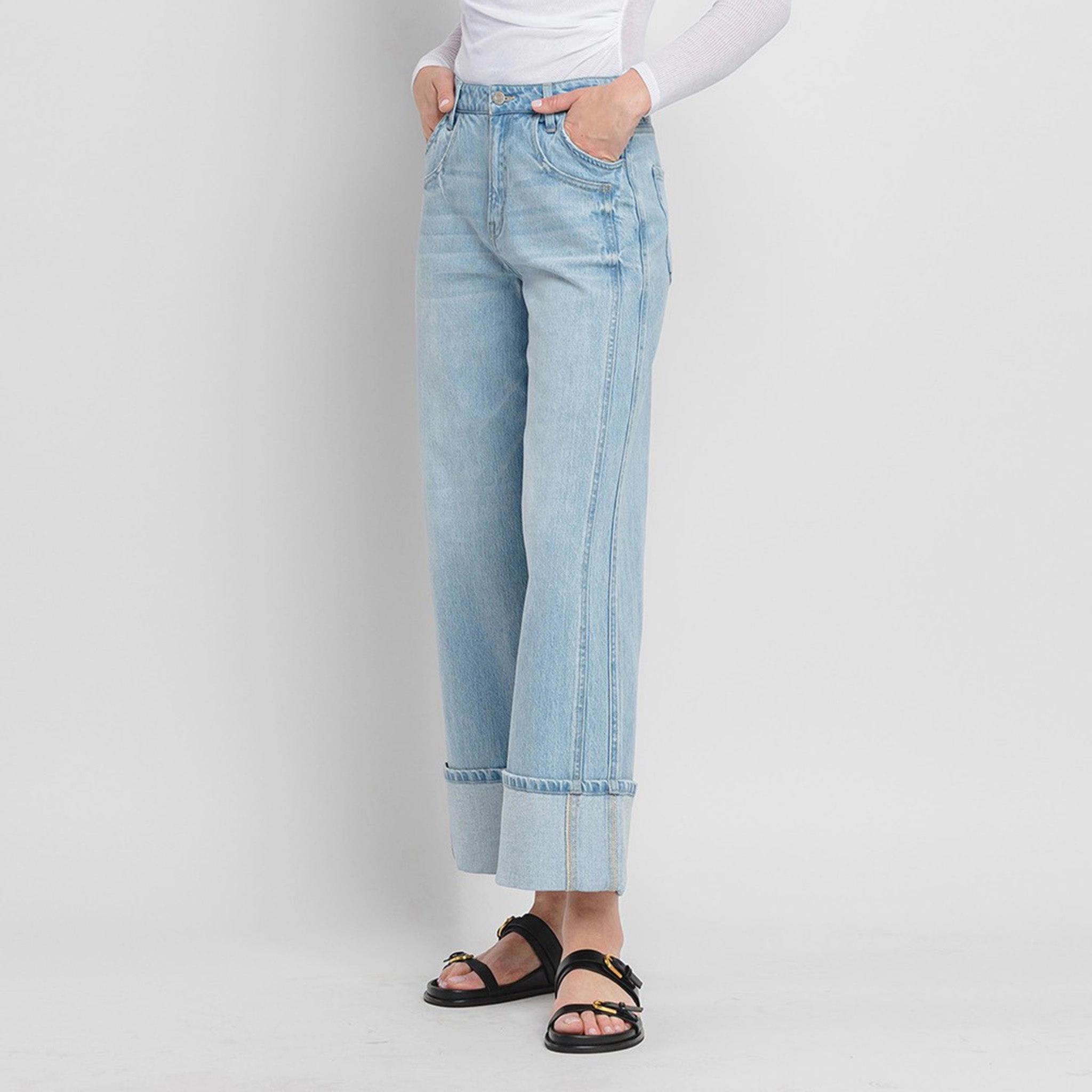 Flying Monkey Women's High Rise Cuffed Jean Home Comfort Teen Outfit