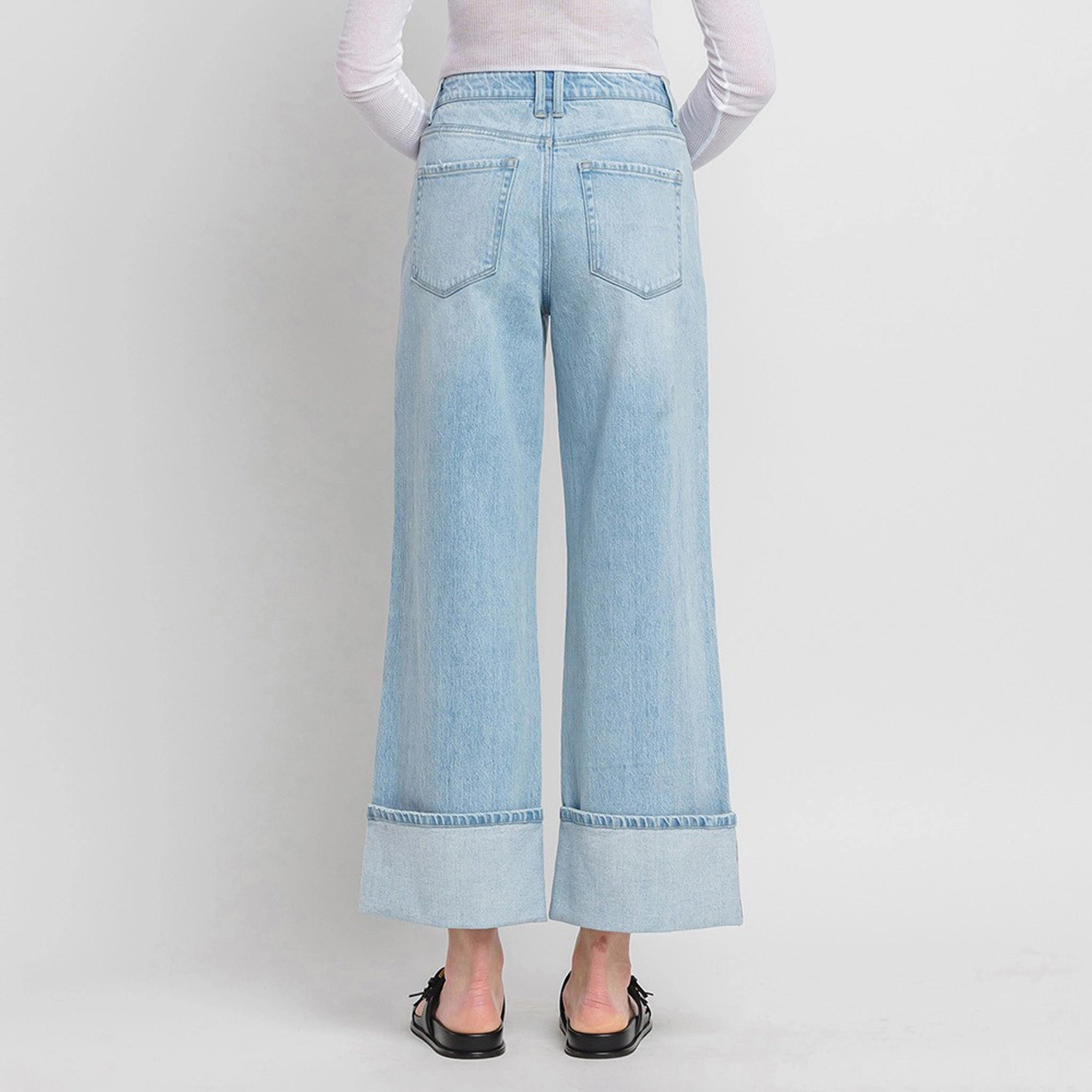 Flying Monkey Women's High Rise Cuffed Jean Daily Wear Breathable Classic Relaxed Thigh Cut