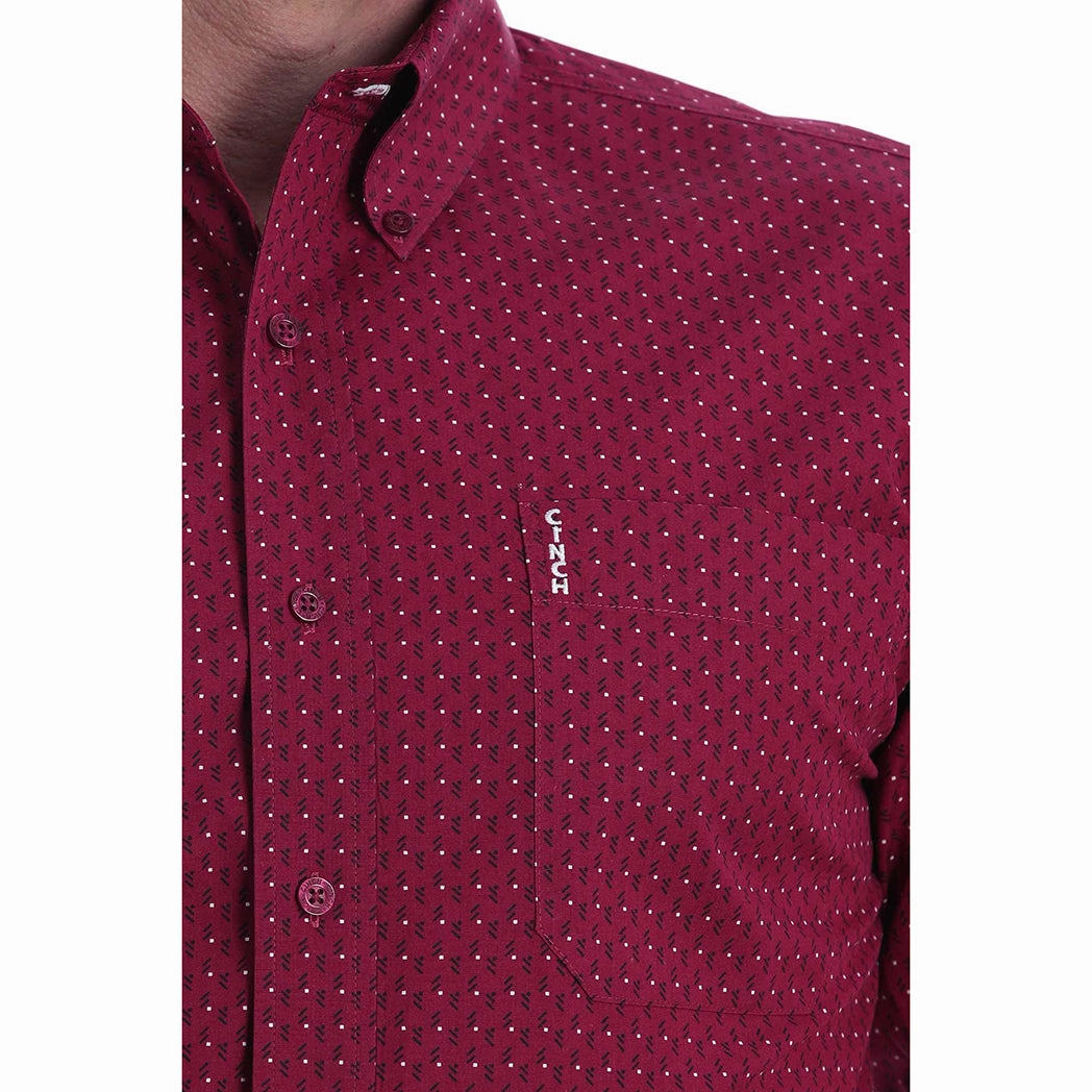 Cinch Men's Crimson & Black Hash Mark Long Sleeve Backpacking Trip