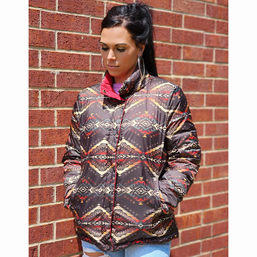 Clean Lines Stand Collar Pendleton Women's Bridge Creek Reversible Down Coat