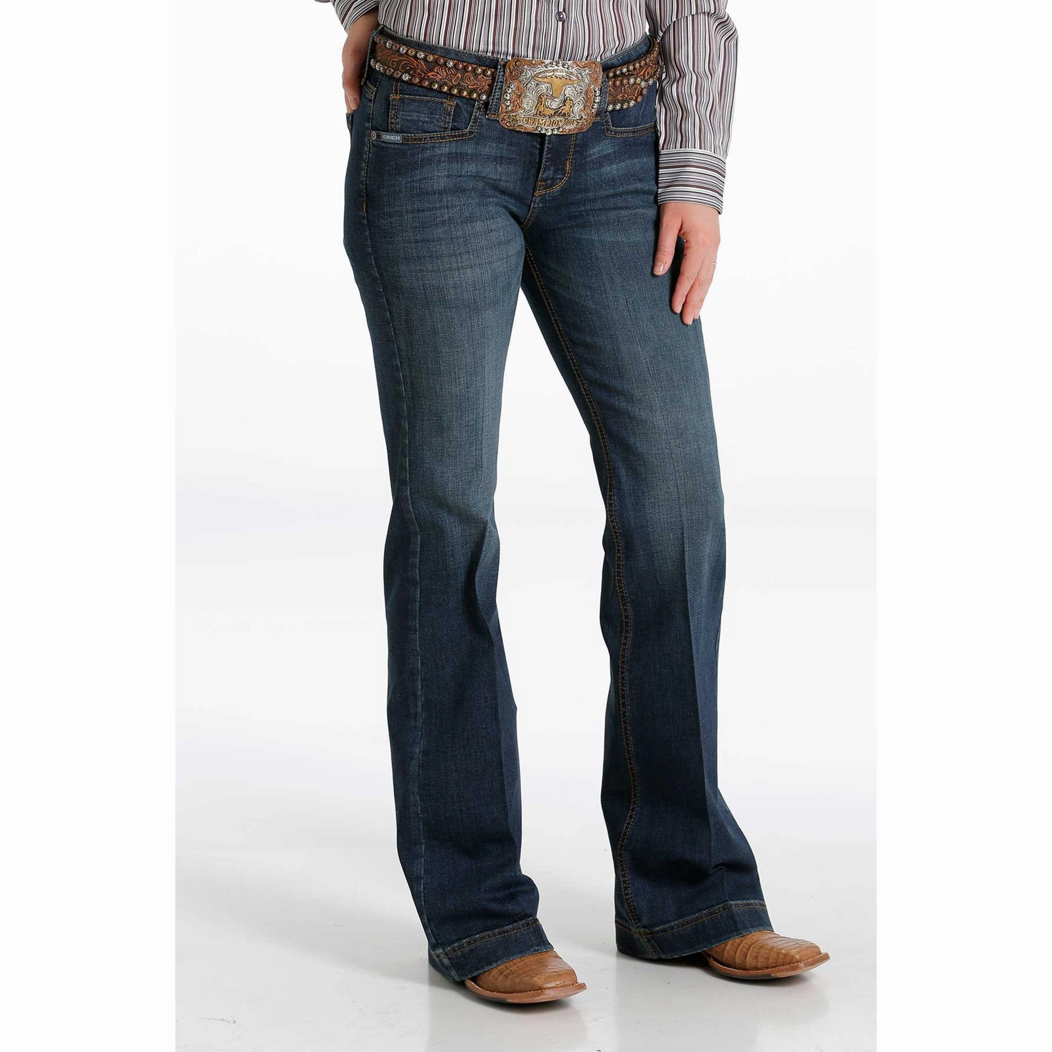 Low Maintenance Denim Natural Look Cinch Lynden Dark Stone Trouser Jeans