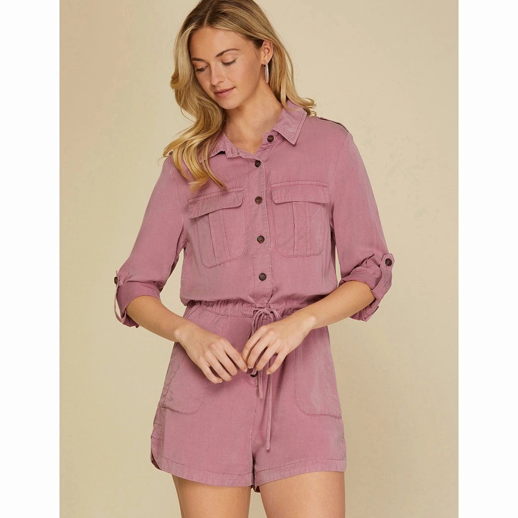 Chic Appearance Music Event Picnic Style Mauve Utility Style Romper