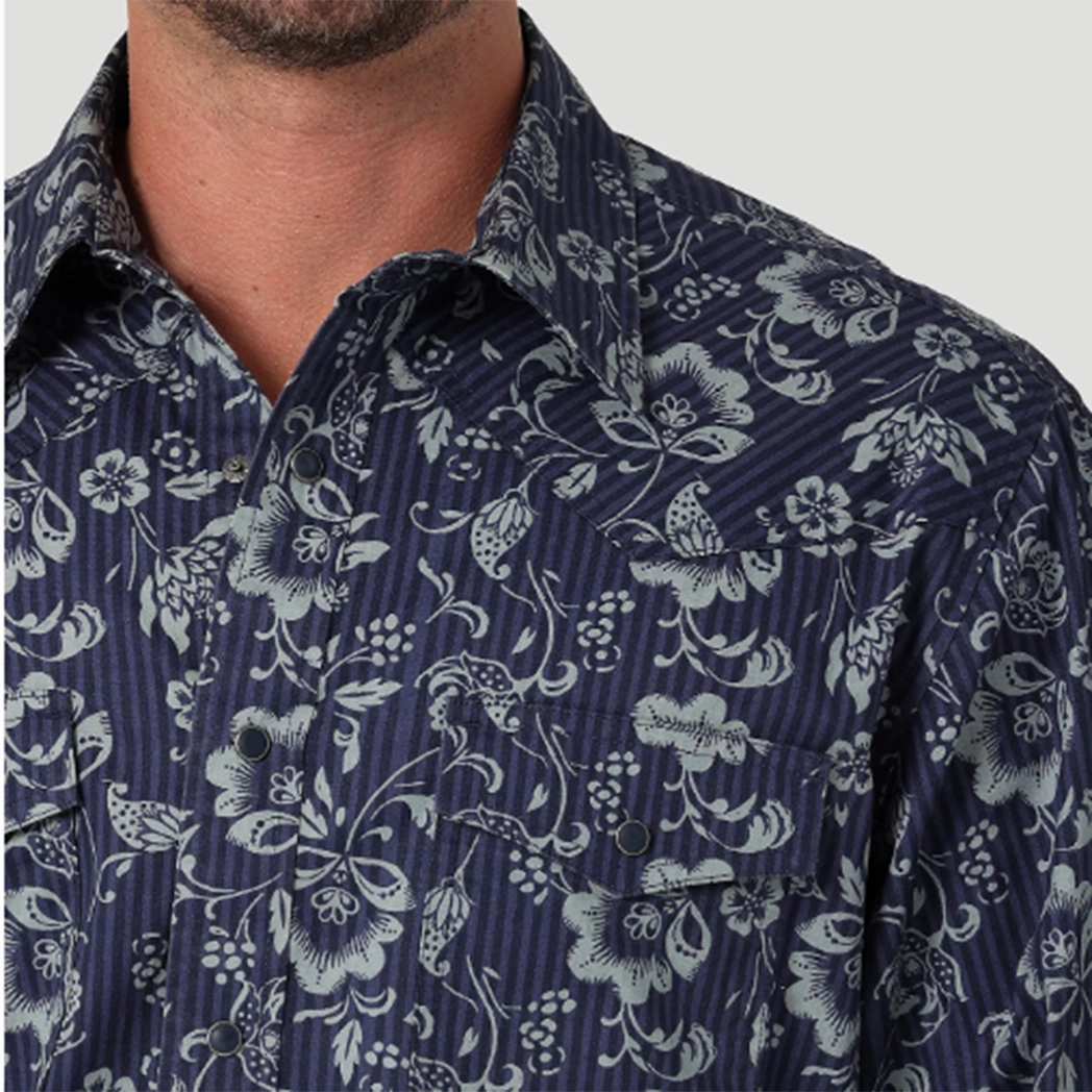 Black Tie Optional Chic Design Wrangler Men's Navy Floral Shirt