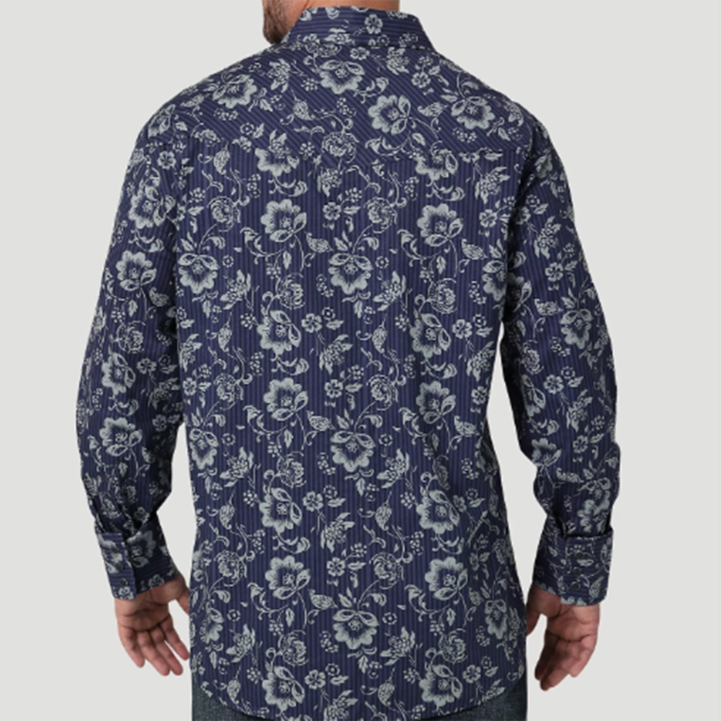 Wrangler Men's Navy Floral Shirt Shimmer Effect