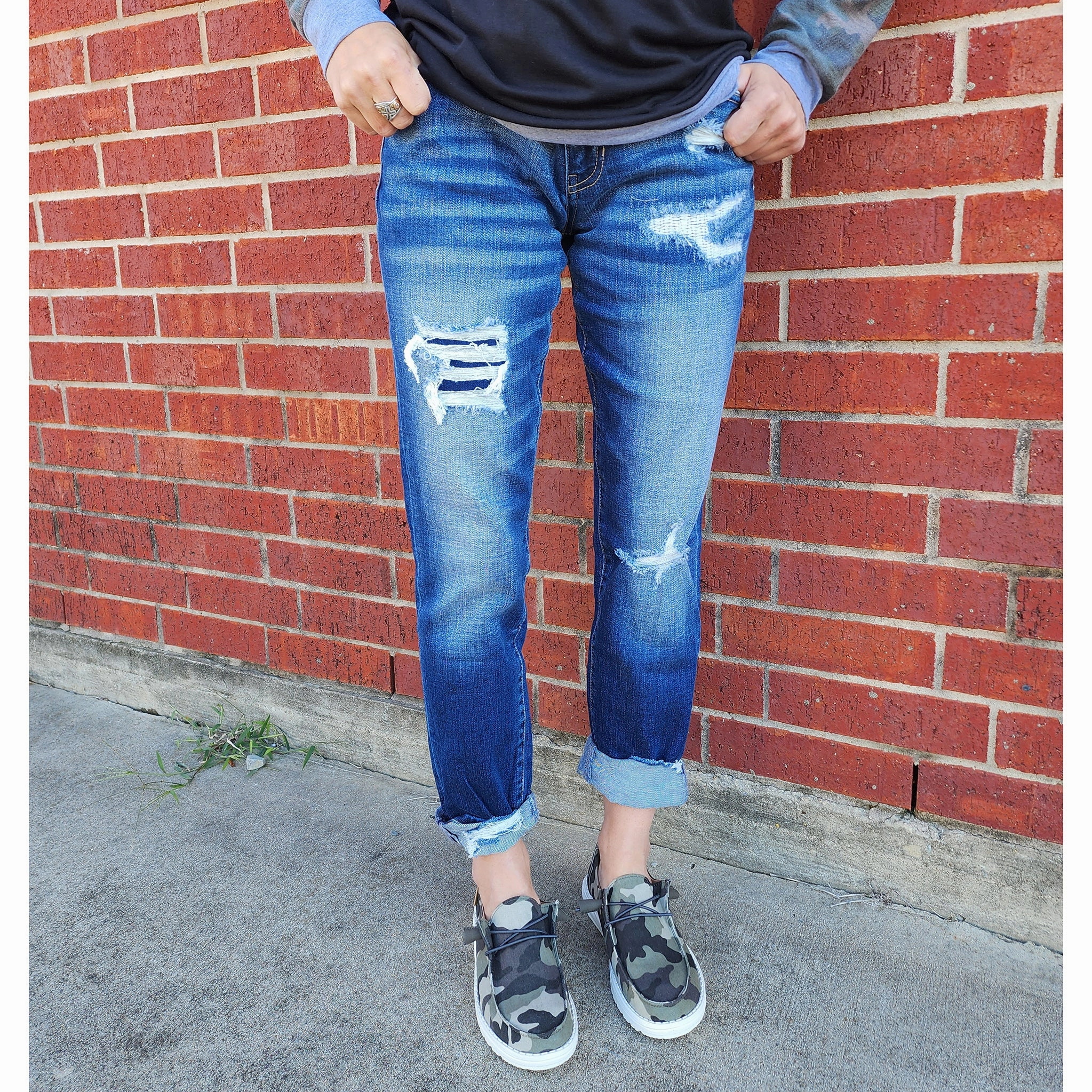 KanCan Mid Rise Slim Boyfriend Jeans Basic Comfort