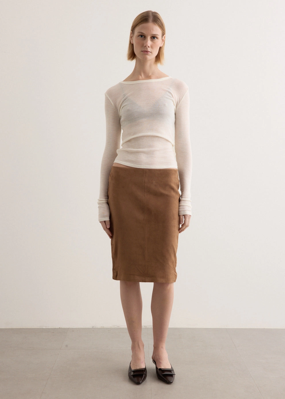 Easy Outfit Crisscross Back Suede Pencil Skirt