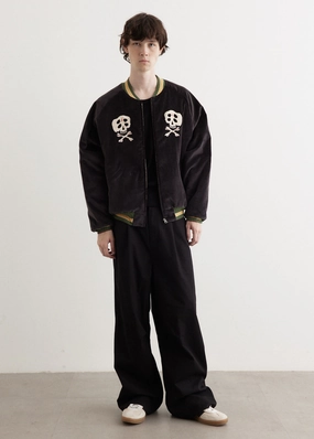 Collar Stabilization System Reinforced Edging Sulfer Dyed Velvet Souvenir Jacket (RAINSKULL)