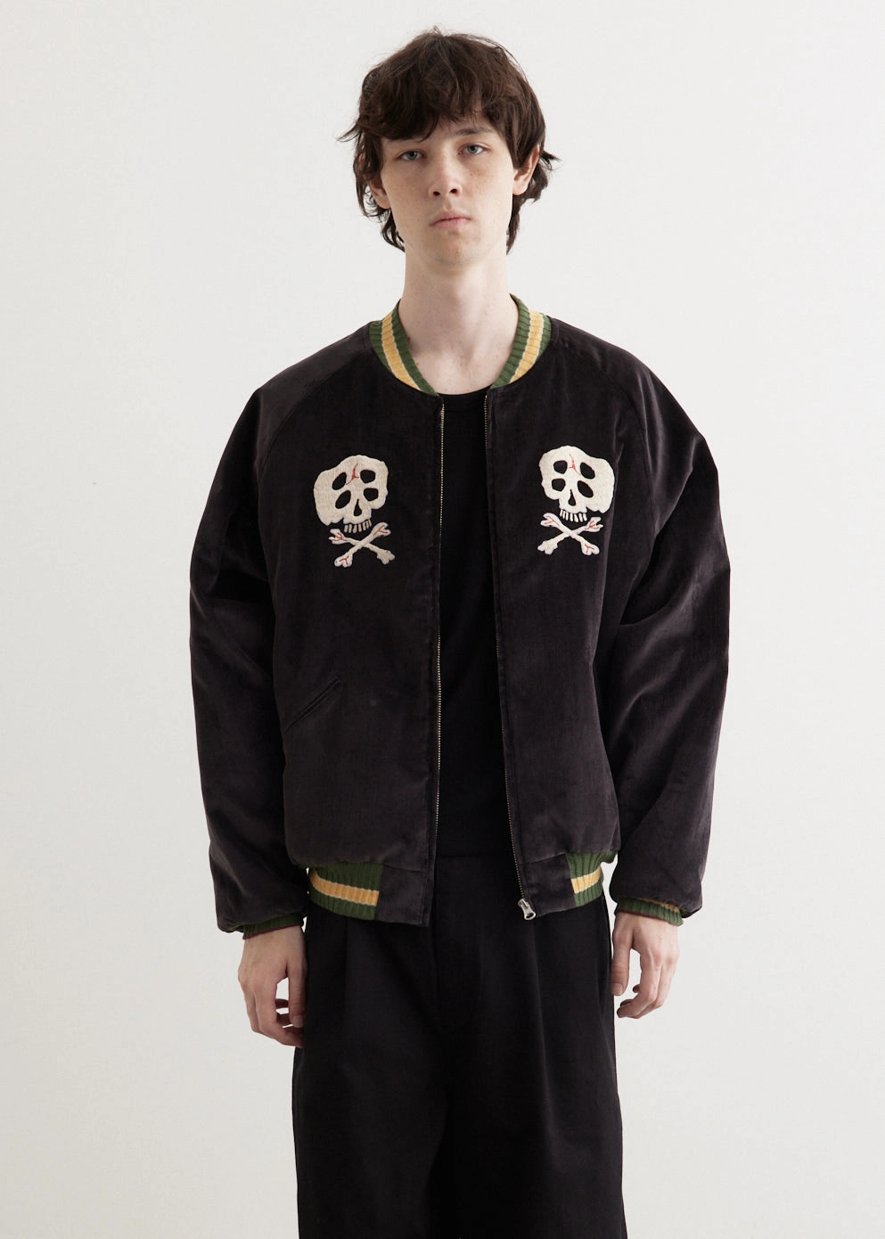Clean Lines Sulfer Dyed Velvet Souvenir Jacket (RAINSKULL)