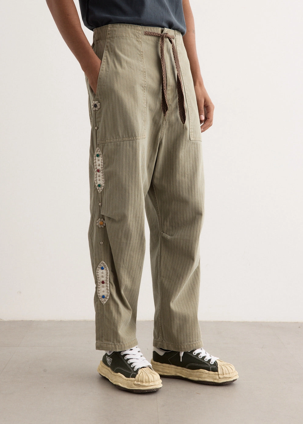 Sulfur Herringbone EASY BAKER Pants (STUDS Remake) Cozy And Stylish