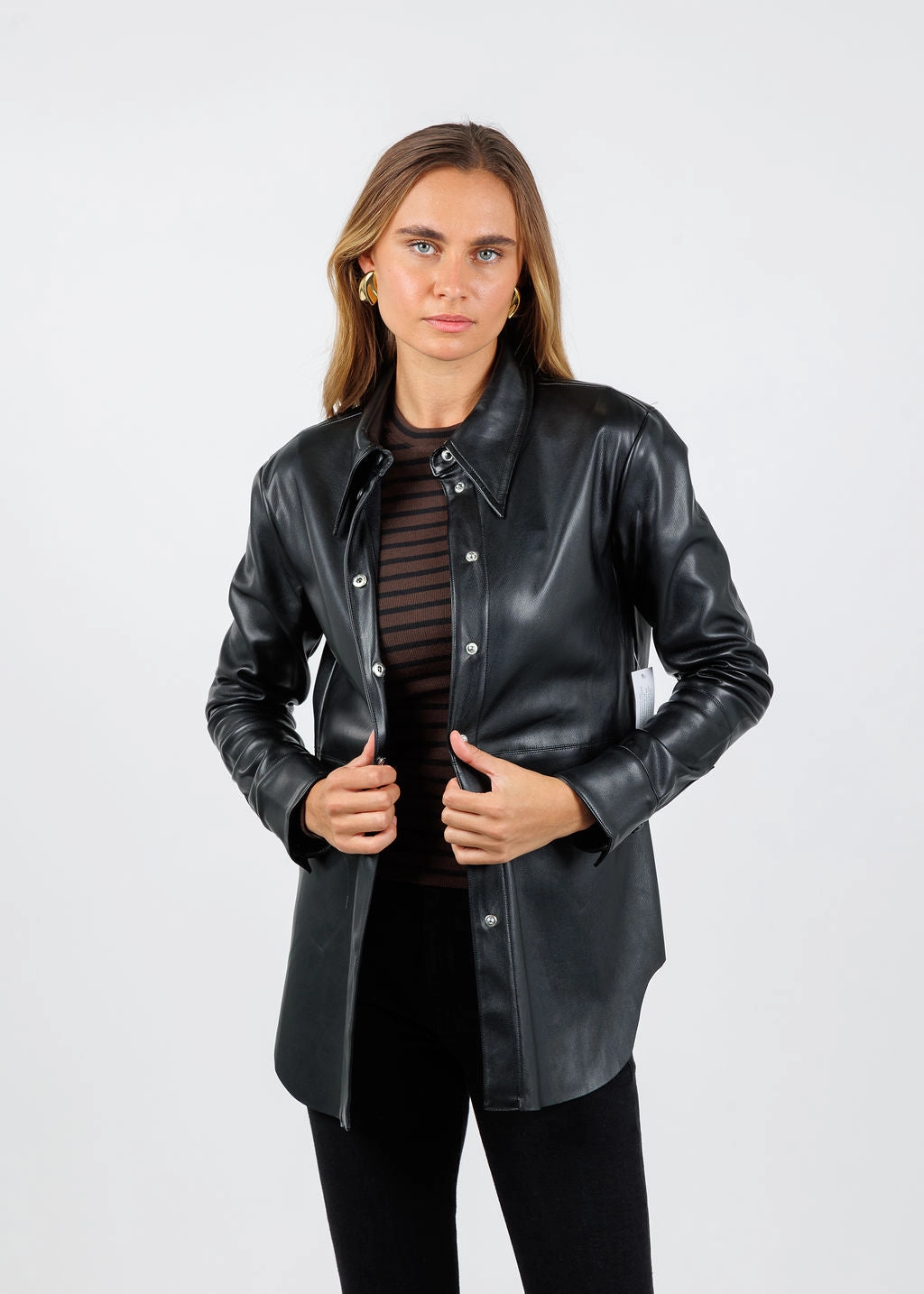 Versatile Design SunProtection Julia Vegan Leather Shacket - Black