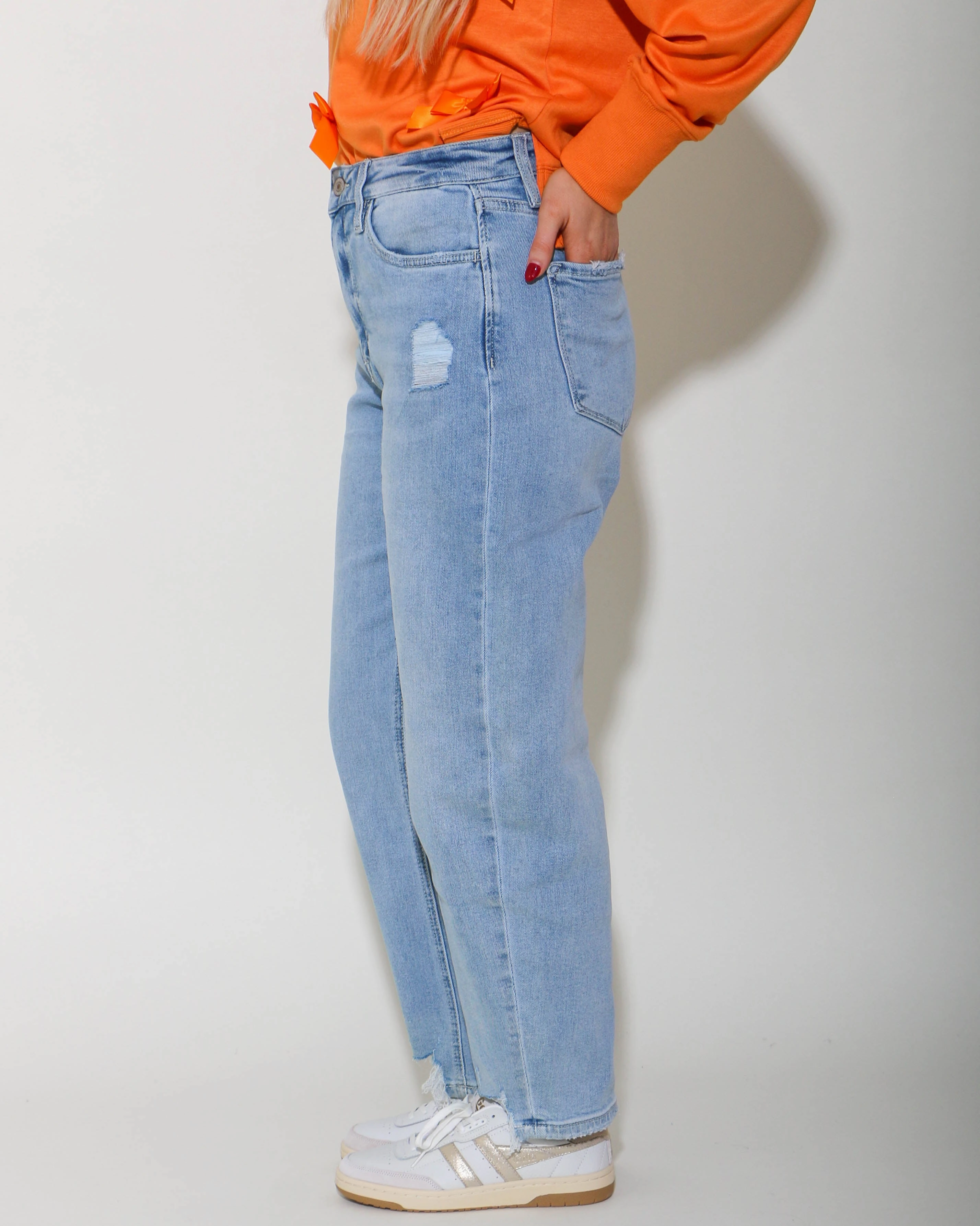 Stylish Touch Classic Style Super High Rise Barrel Jeans