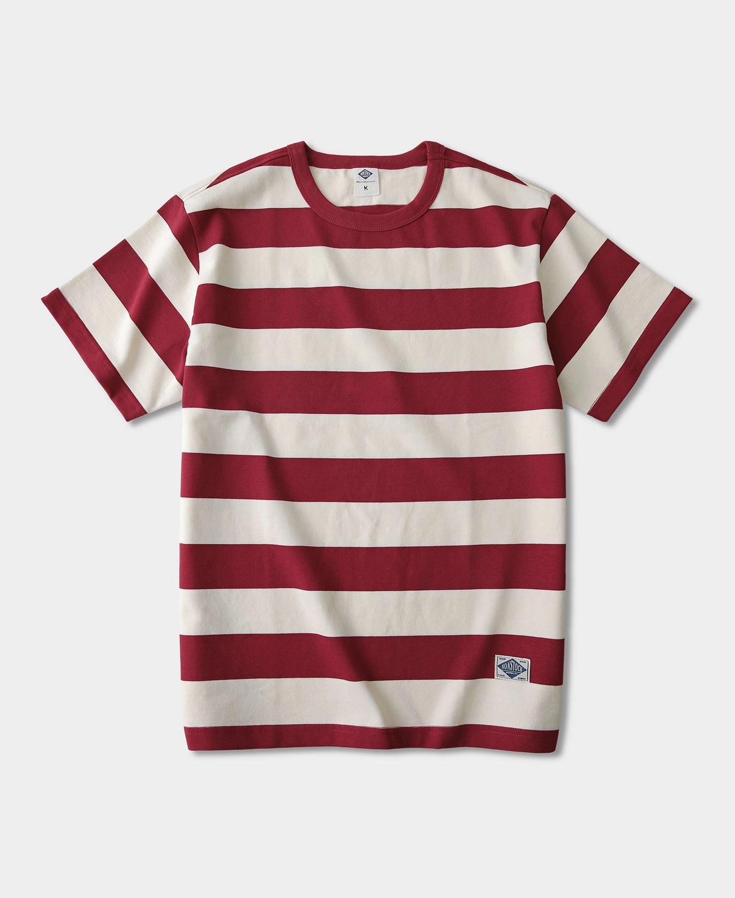 Active Trend Look Heavyweight Cotton Wide Striped T-Shirt - Red/Apricot