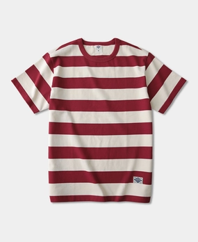 Active Trend Look Heavyweight Cotton Wide Striped T-Shirt - Red/Apricot