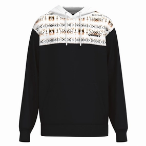 Breathable fabric Edgy Fashion Hooey Men's Ridge Black & White Aztec Hoodie