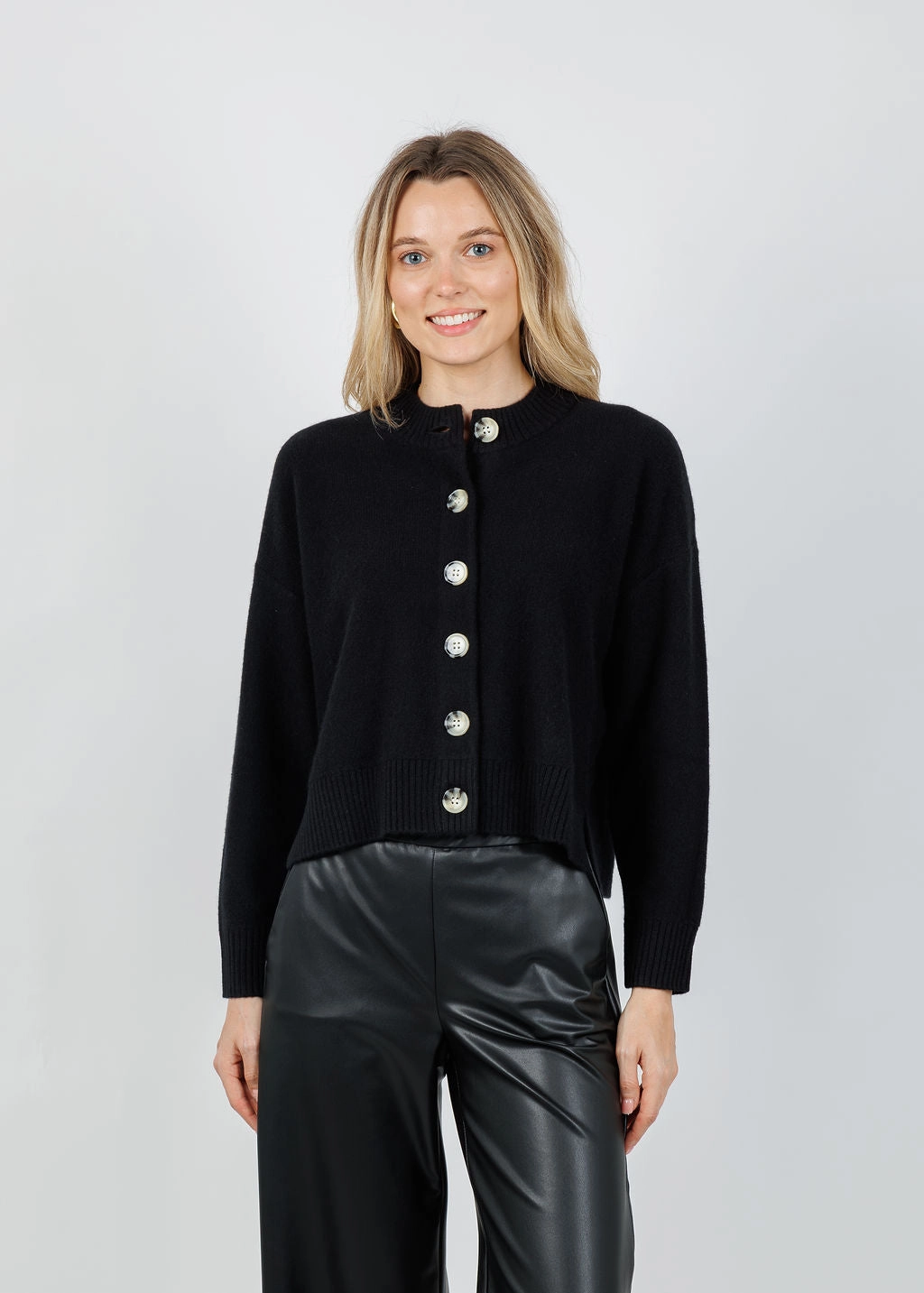 Effortless Comfort Wear Quick Comfort Wear Nina Cashmere Crew Neck Cardigan - Black