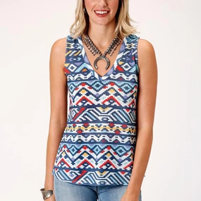 Wrinkle Resistant Weave Sweater Knit V Neck Tank