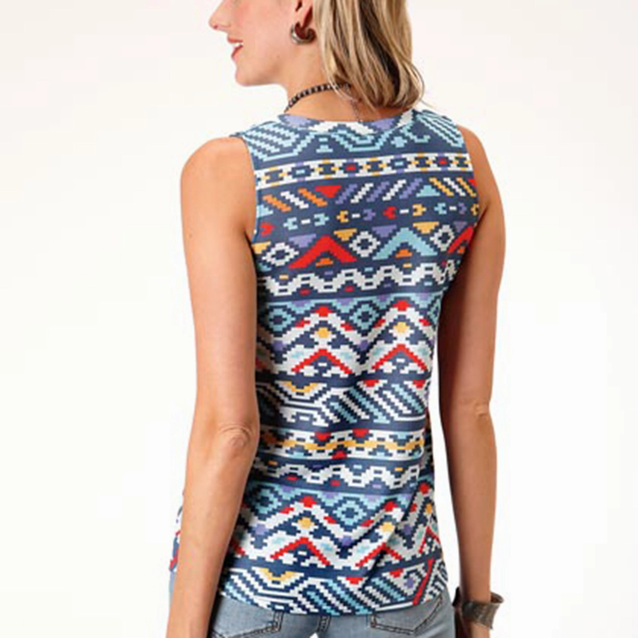 Double Stitched Seams Sweater Knit V Neck Tank