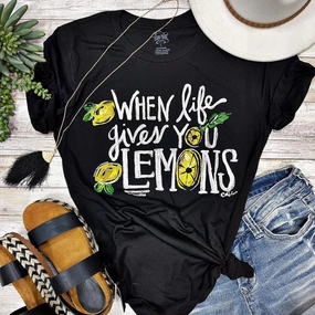 Sporty Hoodie Casual Wear Texas True Black Tee-When Life Gives You Lemons