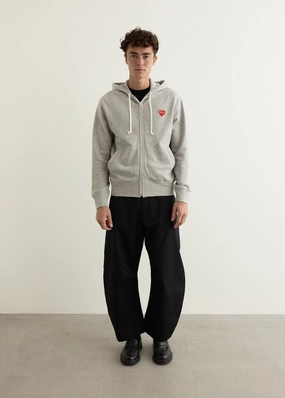 T168 Red Heart Sweatshirt Zip Hoodie Turtleneck